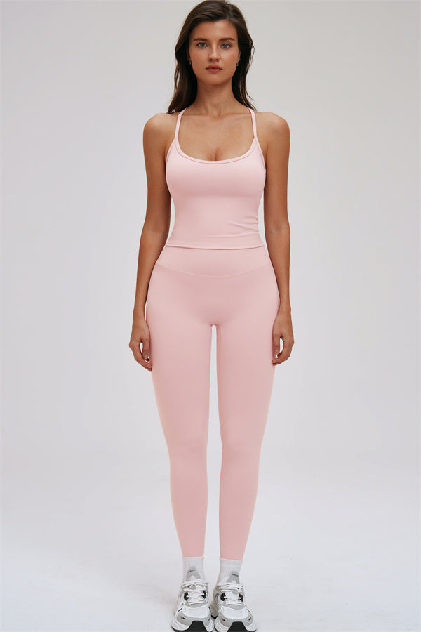 Conjunto de dos piezas de top deportivo y leggings Svelte Cross Back