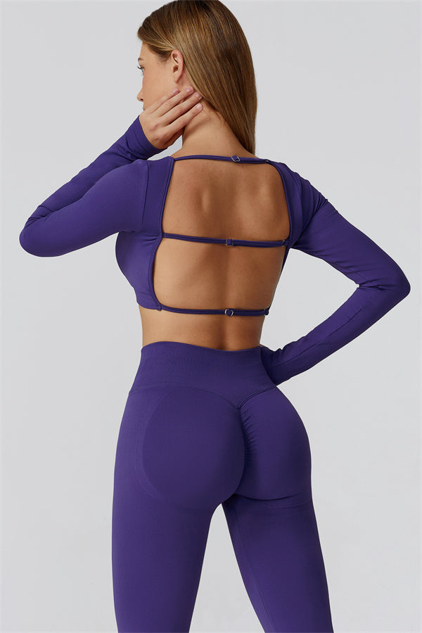 Conjunto de 2 piezas de leggings y top corto de manga larga Reign