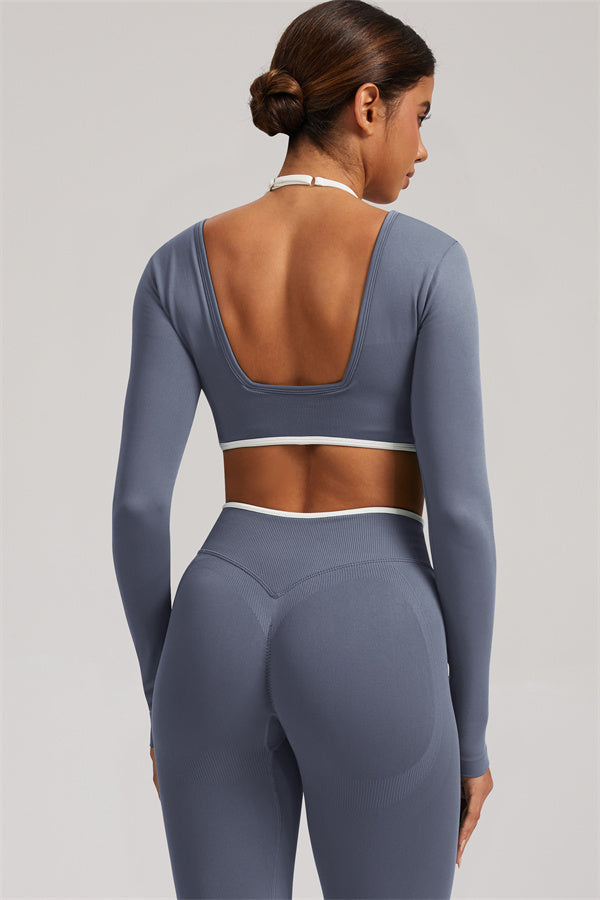 Conjunto de 2 piezas Elevate New: Top corto de manga larga y leggings