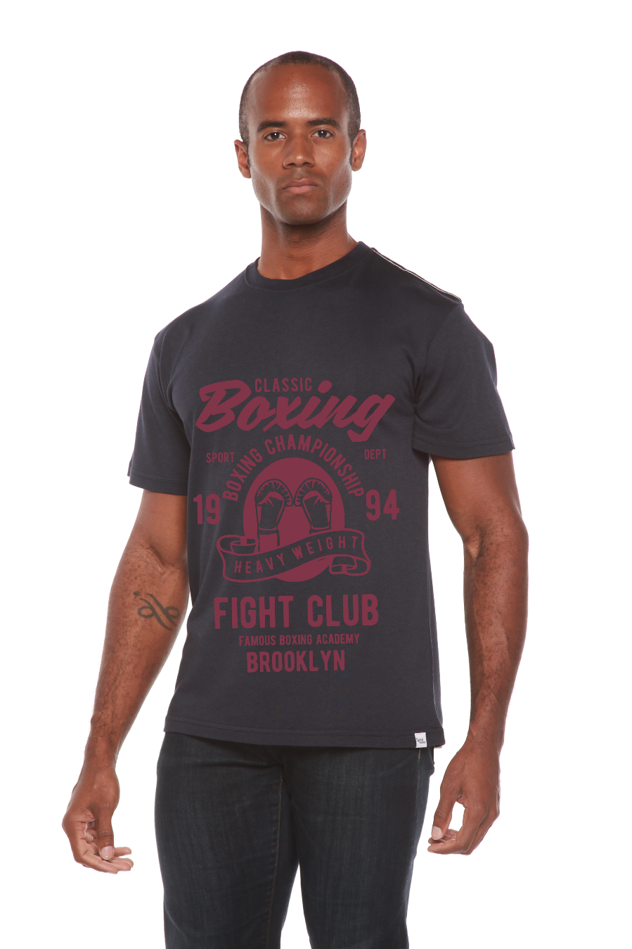 Camiseta Gráfica Clásica de Boxeo para Hombre de Manga Corta de Viscosa de Bambú/Algodón Orgánico
