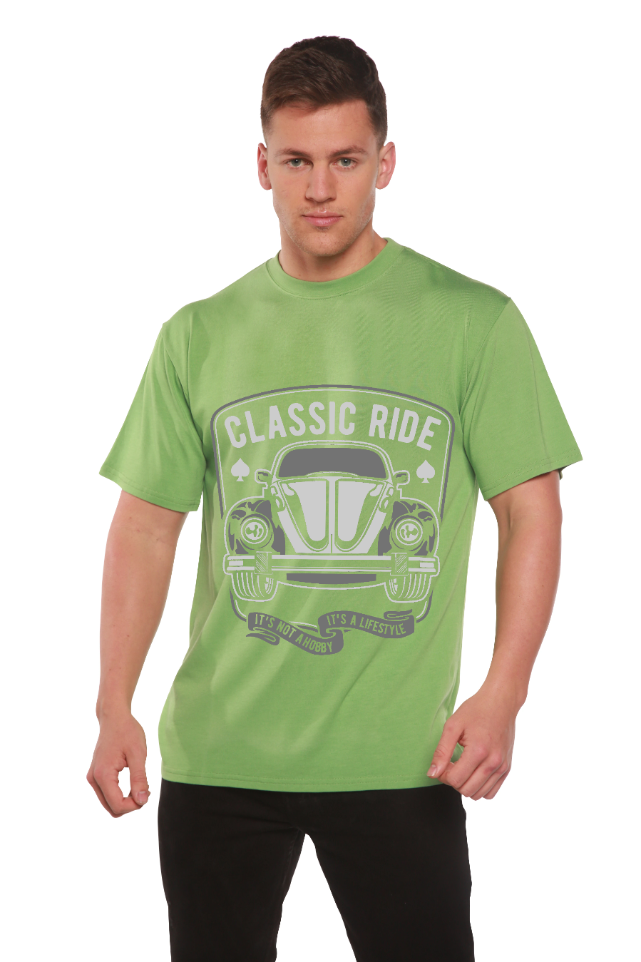 Camiseta gráfica de manga corta de bambú/viscosa y algodón orgánico "Classic Ride" para hombre
