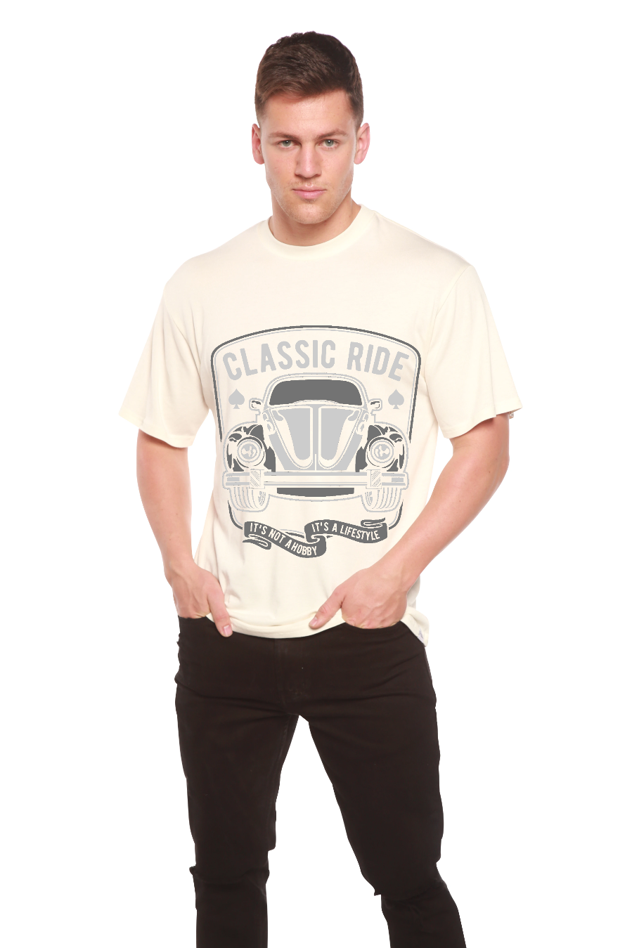 Camiseta gráfica de manga corta de bambú/viscosa y algodón orgánico "Classic Ride" para hombre