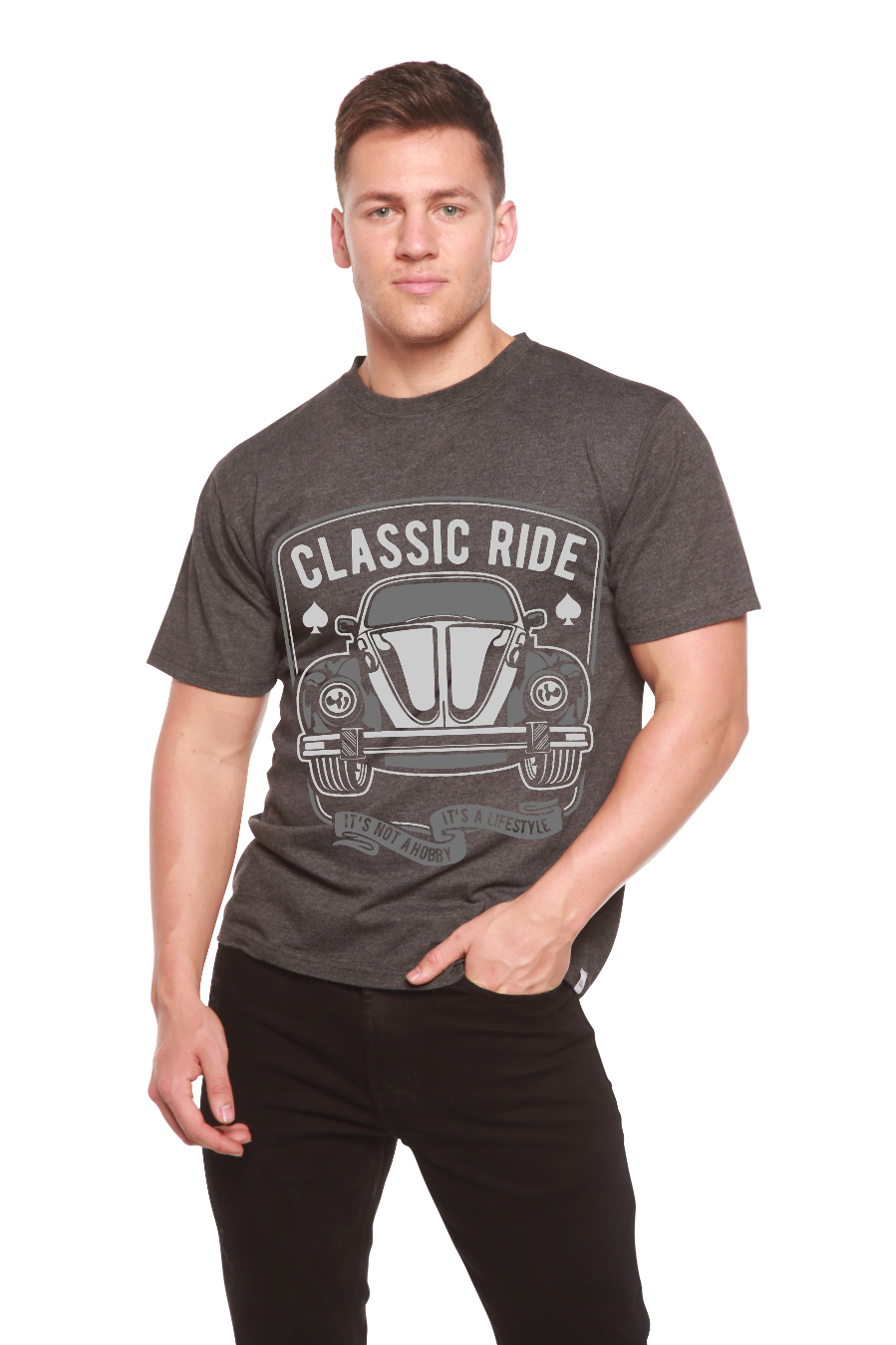 Camiseta gráfica de manga corta de bambú/viscosa y algodón orgánico "Classic Ride" para hombre