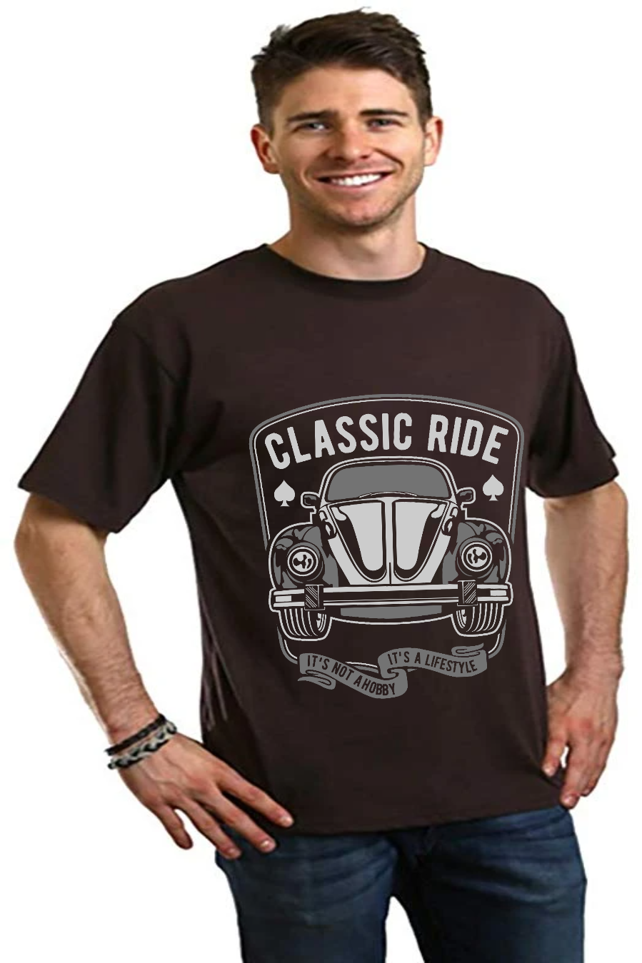 Camiseta gráfica de manga corta de bambú/viscosa y algodón orgánico "Classic Ride" para hombre
