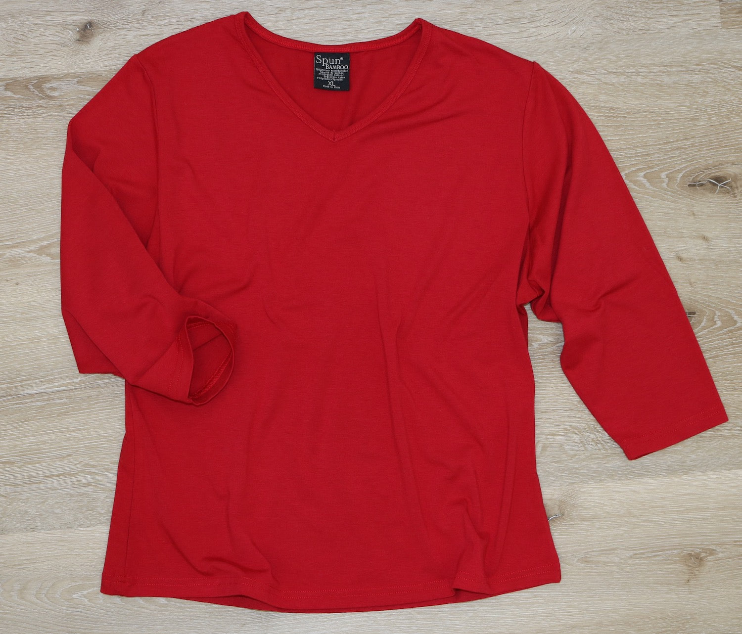 Oferta de Camisetas de Manga 3/4 con Cuello de Pico de Viscosa de Bambú y Algodón para Mujer