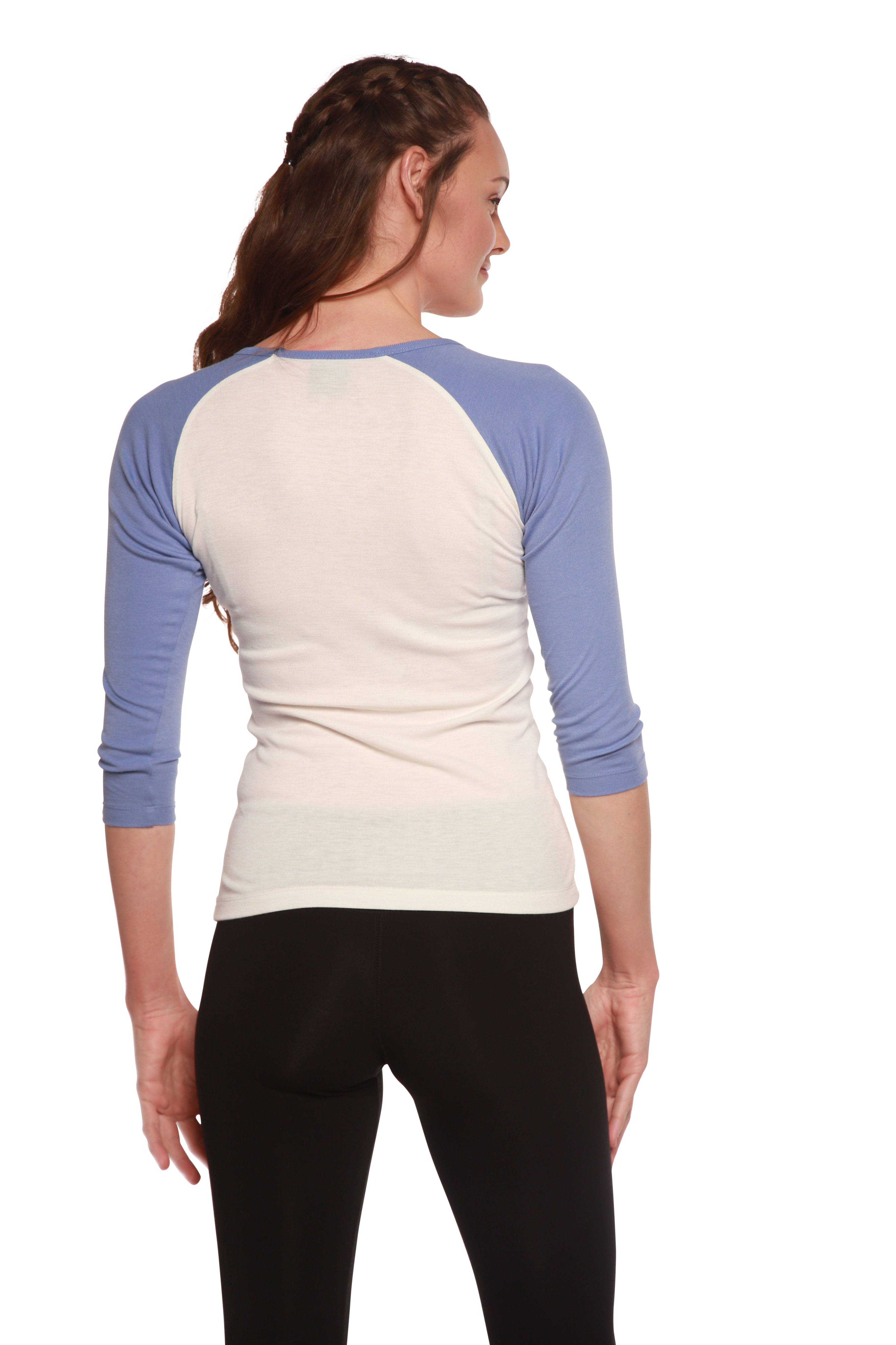 Liquidación camiseta de bambú viscosa/Sorona de manga 3/4 para mujer