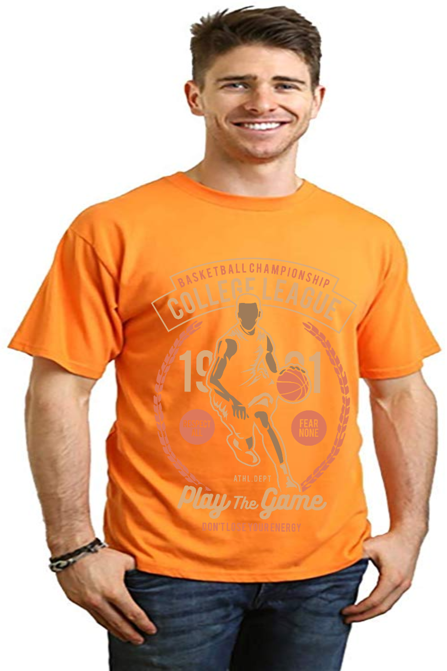 Camiseta gráfica de manga corta de viscosa de bambú y algodón orgánico para hombre College League