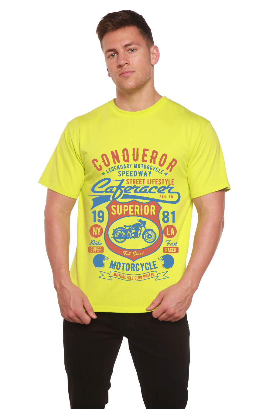 Camiseta gráfica de manga corta para hombre Conqueror Speedway de viscosa de bambú/algodón orgánico
