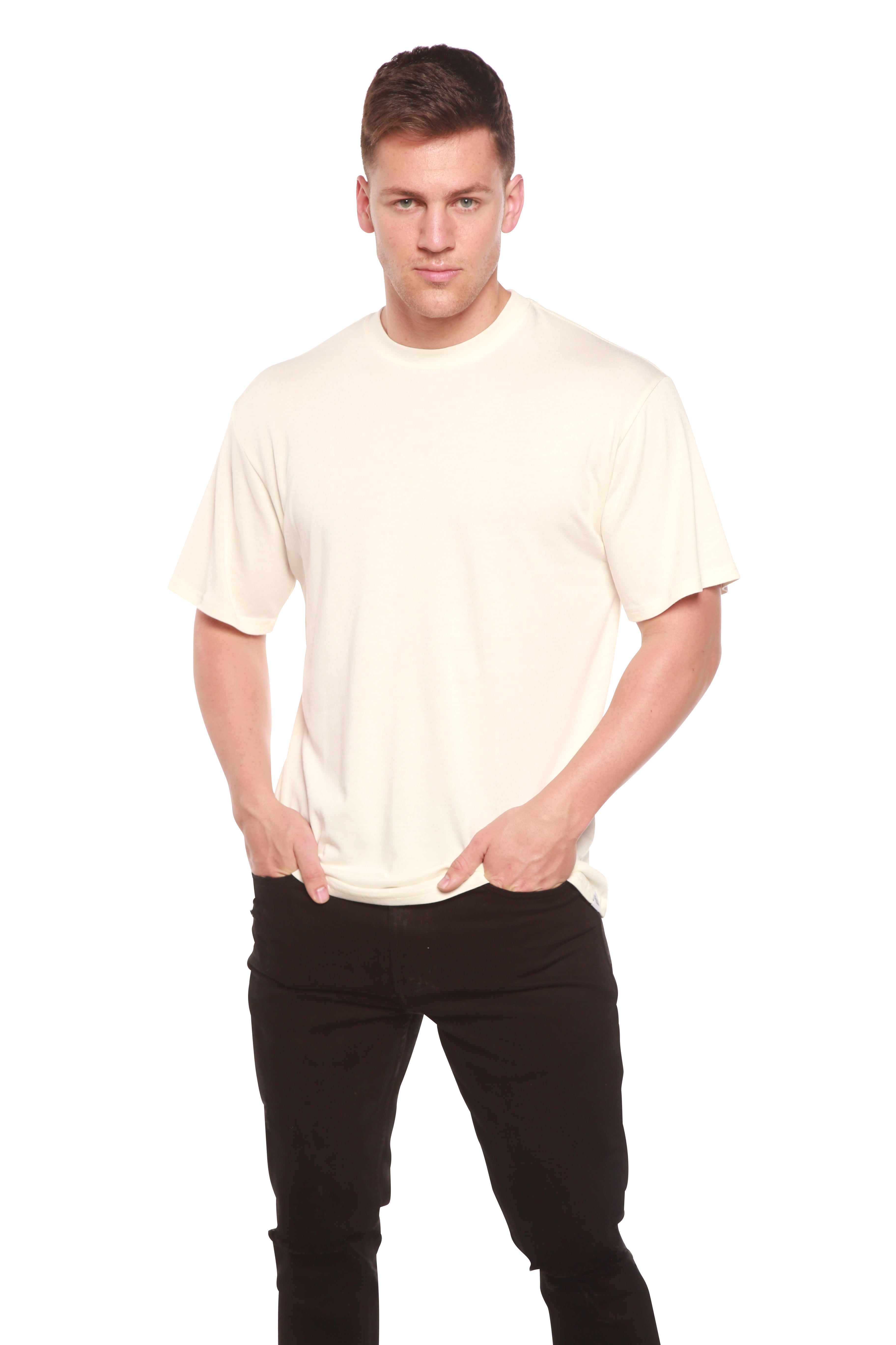 Camiseta de manga corta de viscosa de bambú y algodón orgánico personalizada para hombre