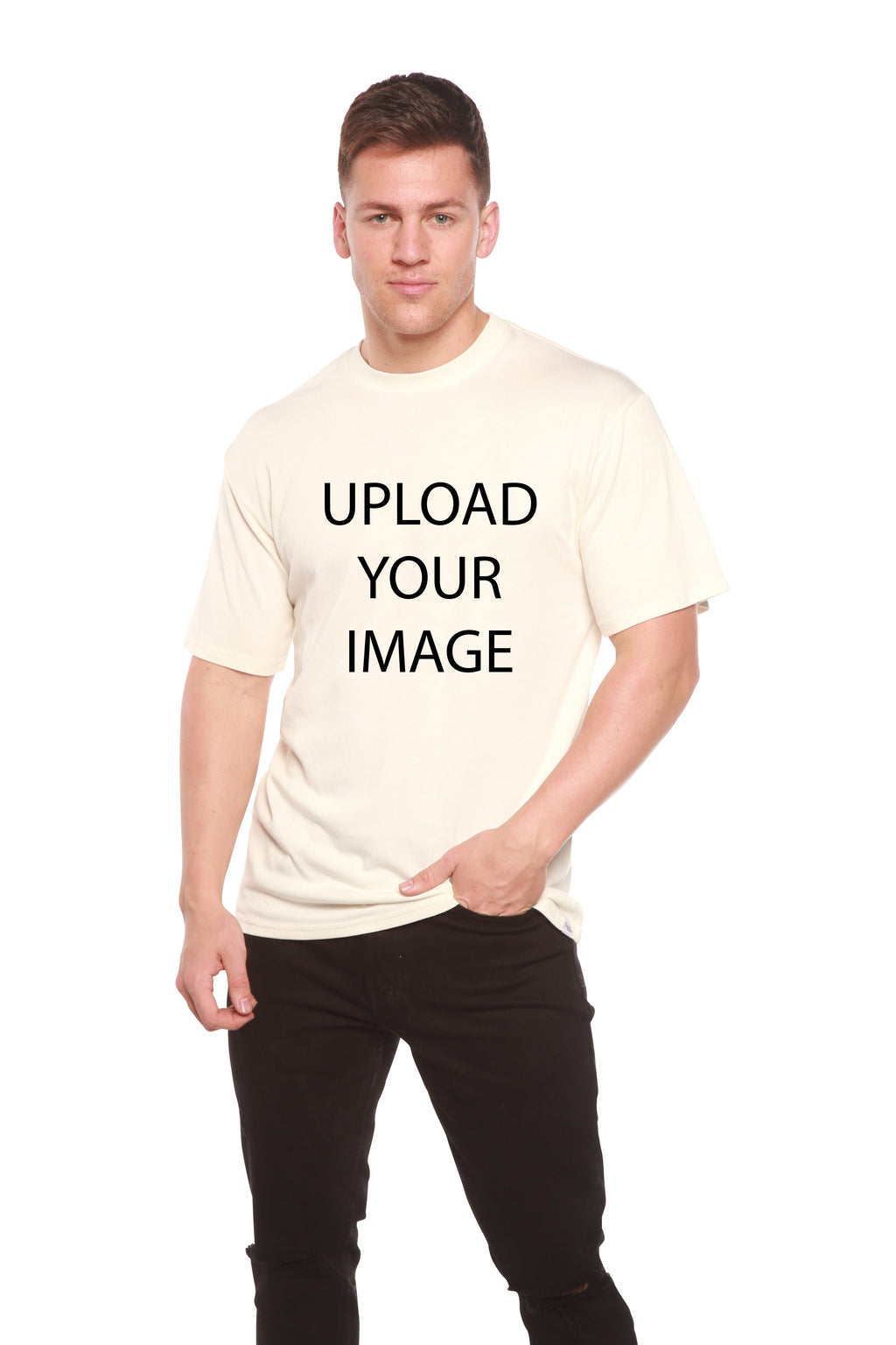 Camiseta de manga corta de viscosa de bambú y algodón orgánico personalizada para hombre