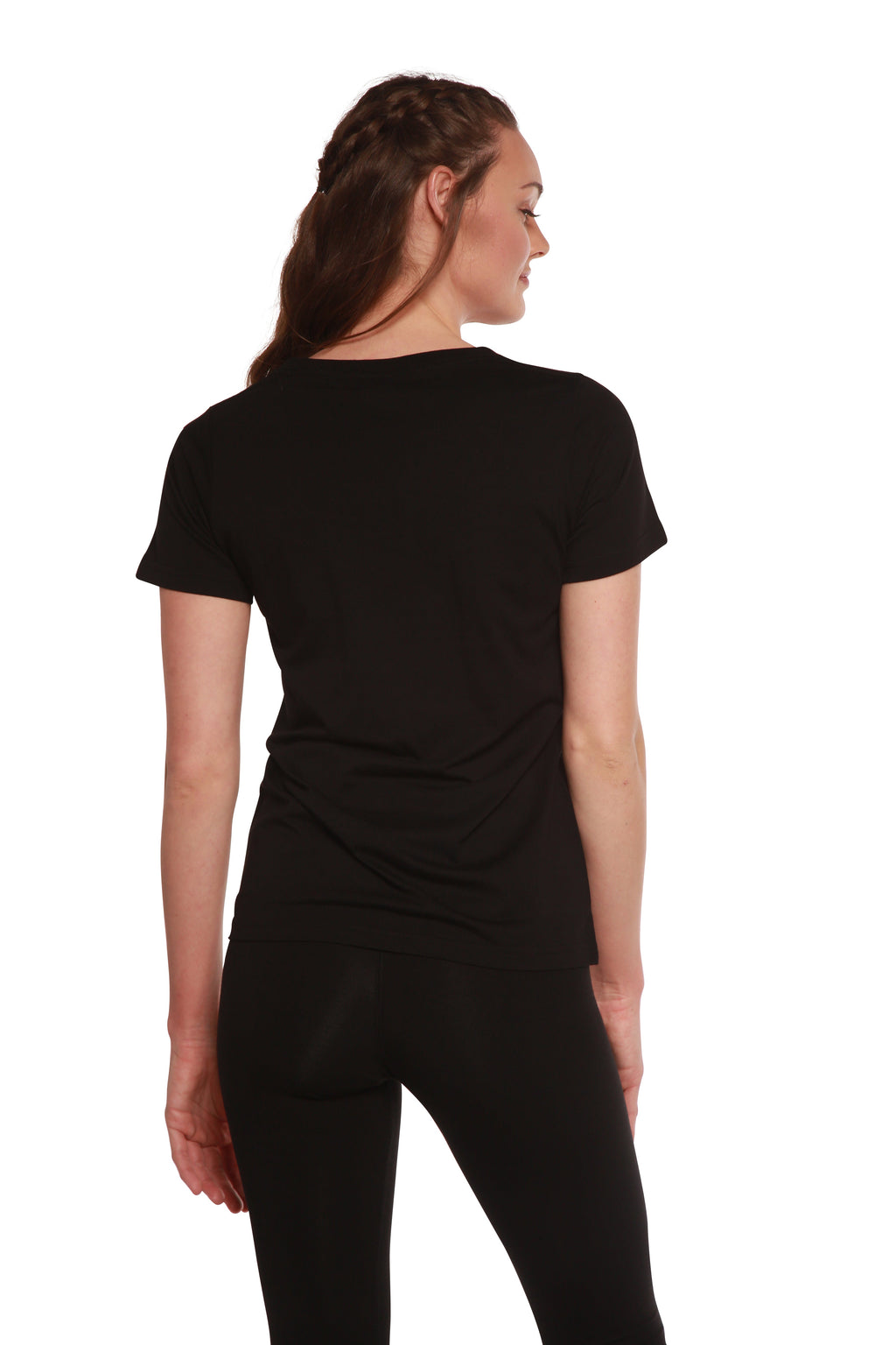 Camiseta gráfica de manga corta y cuello redondo de bambú/algodón para mujer, con estampado personalizado