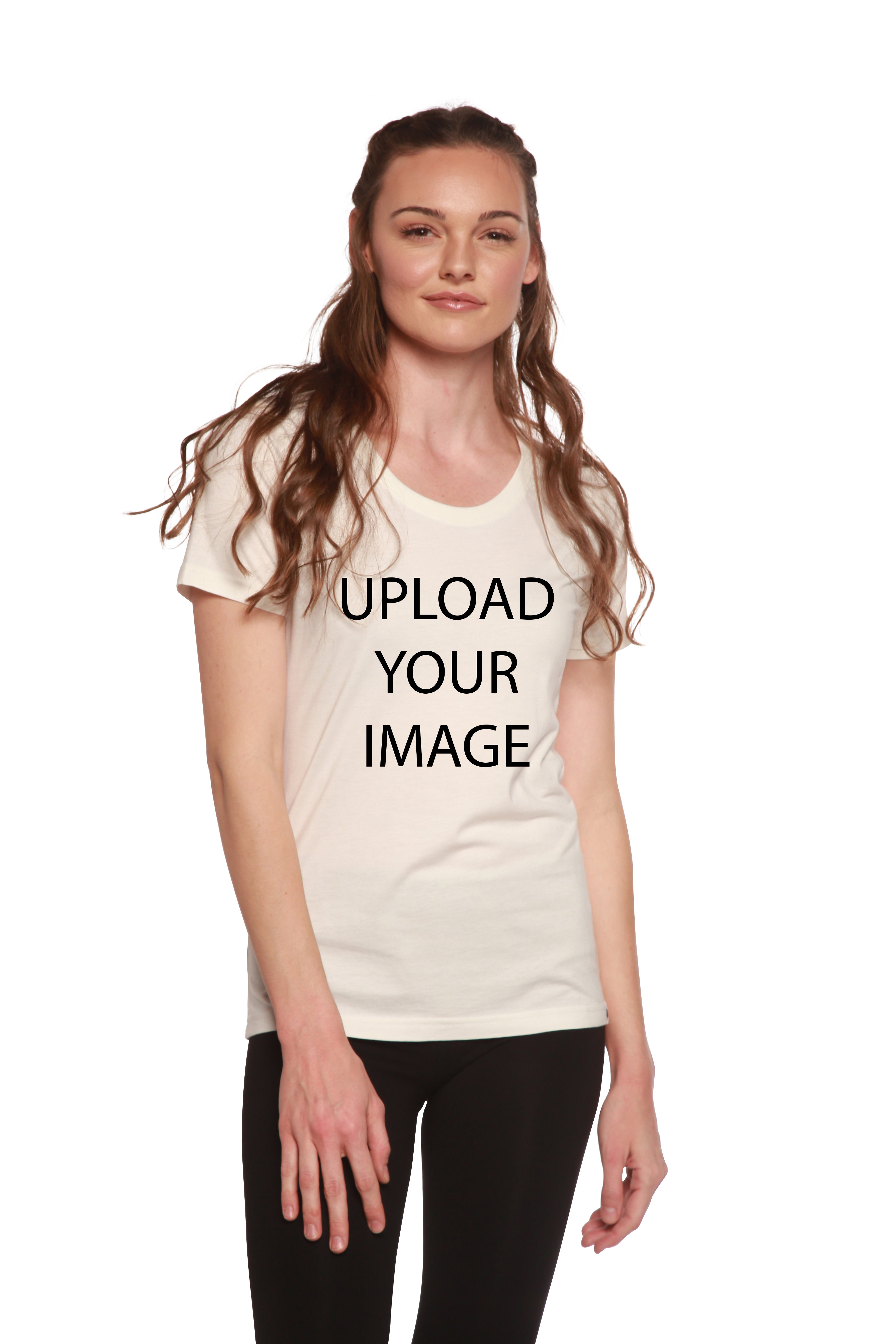 Camiseta gráfica de manga corta y cuello redondo de bambú/algodón para mujer, con estampado personalizado