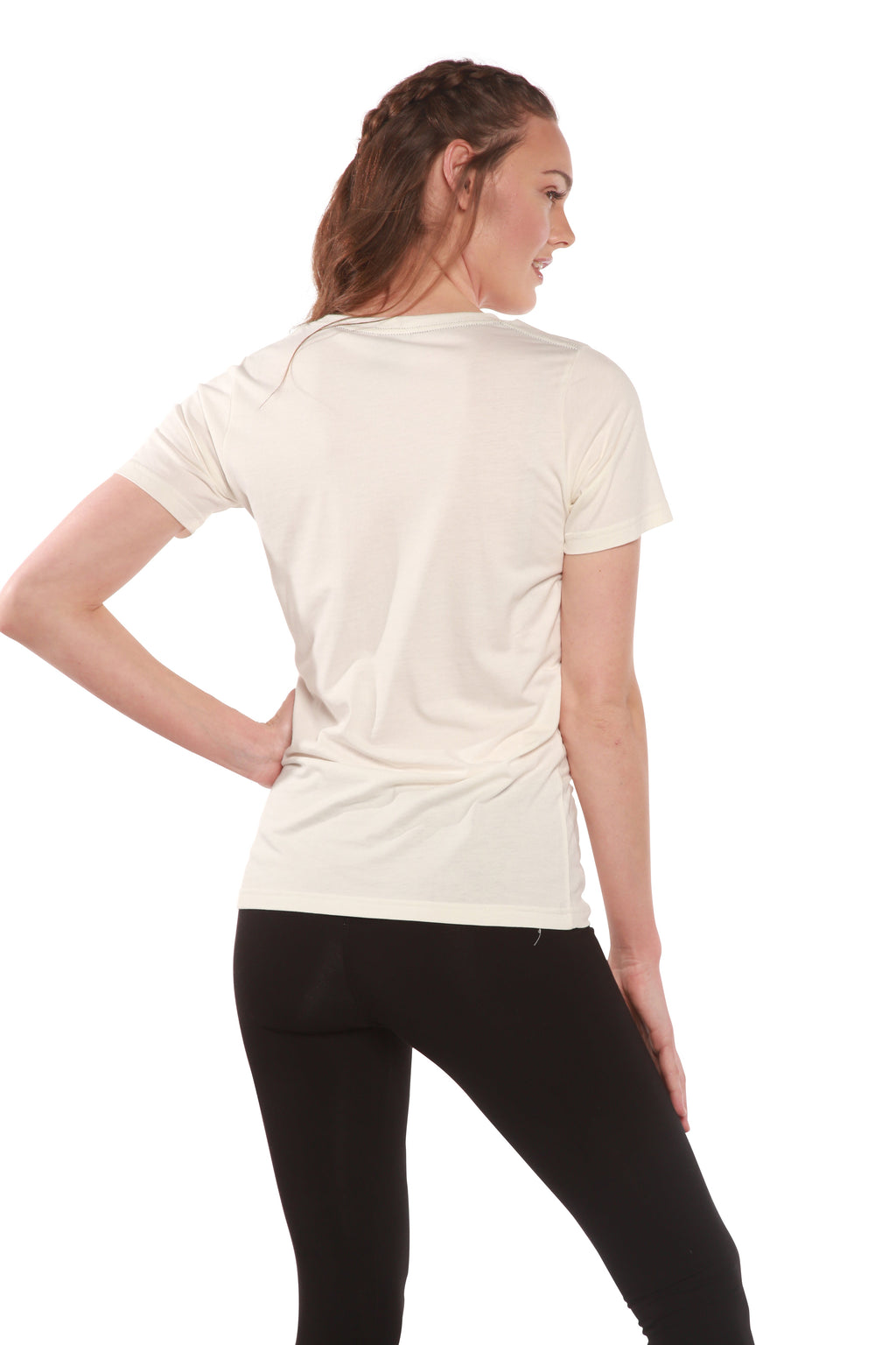 Camiseta gráfica de manga corta y cuello redondo de bambú/algodón para mujer, con estampado personalizado
