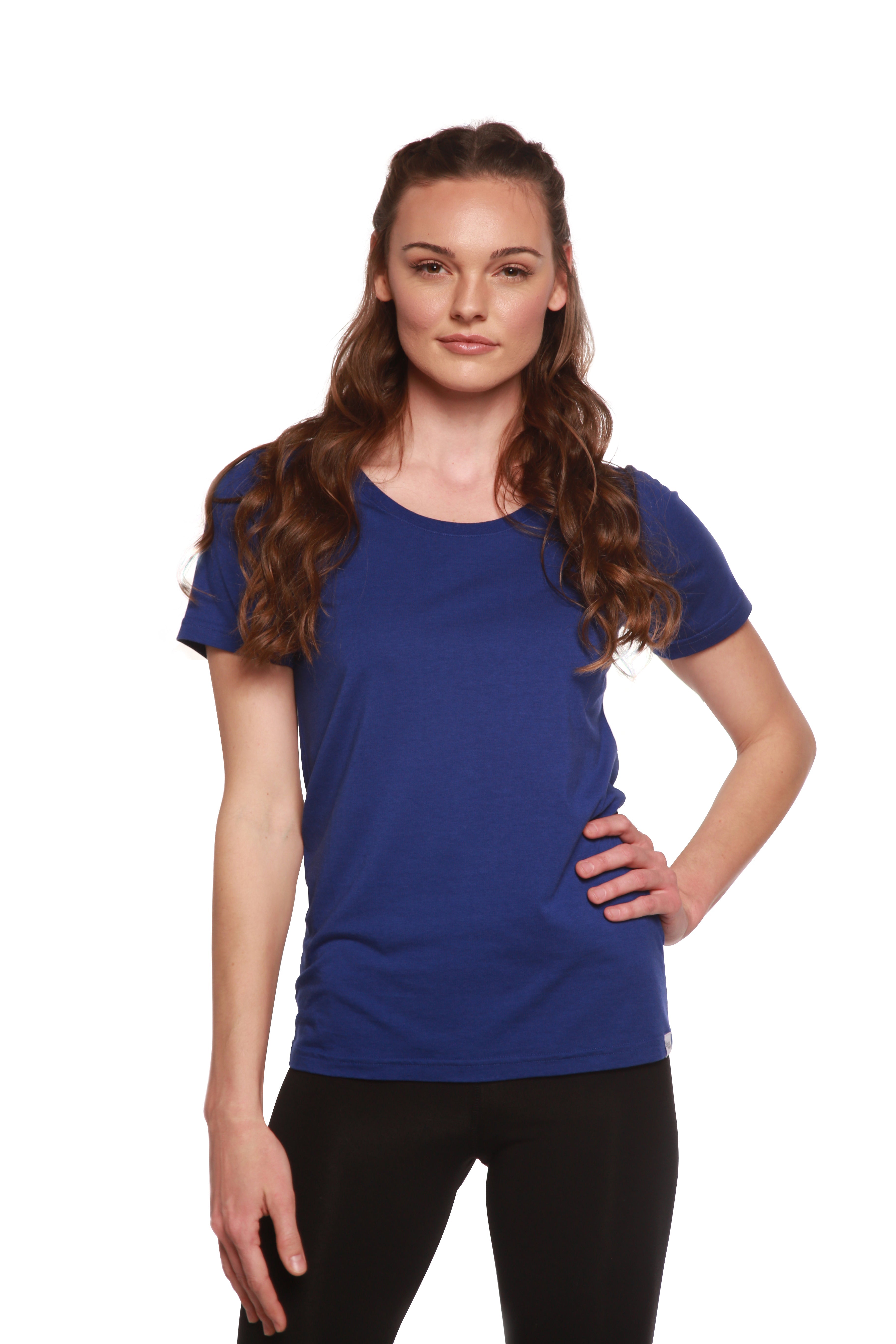 Camiseta gráfica de manga corta y cuello redondo de bambú/algodón para mujer, con estampado personalizado