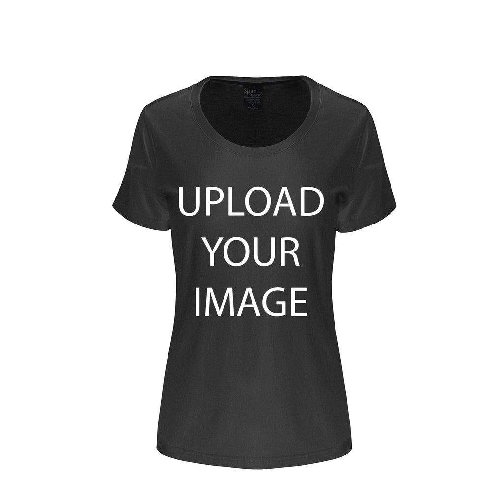 Camiseta gráfica de manga corta y cuello redondo de bambú/algodón para mujer, con estampado personalizado