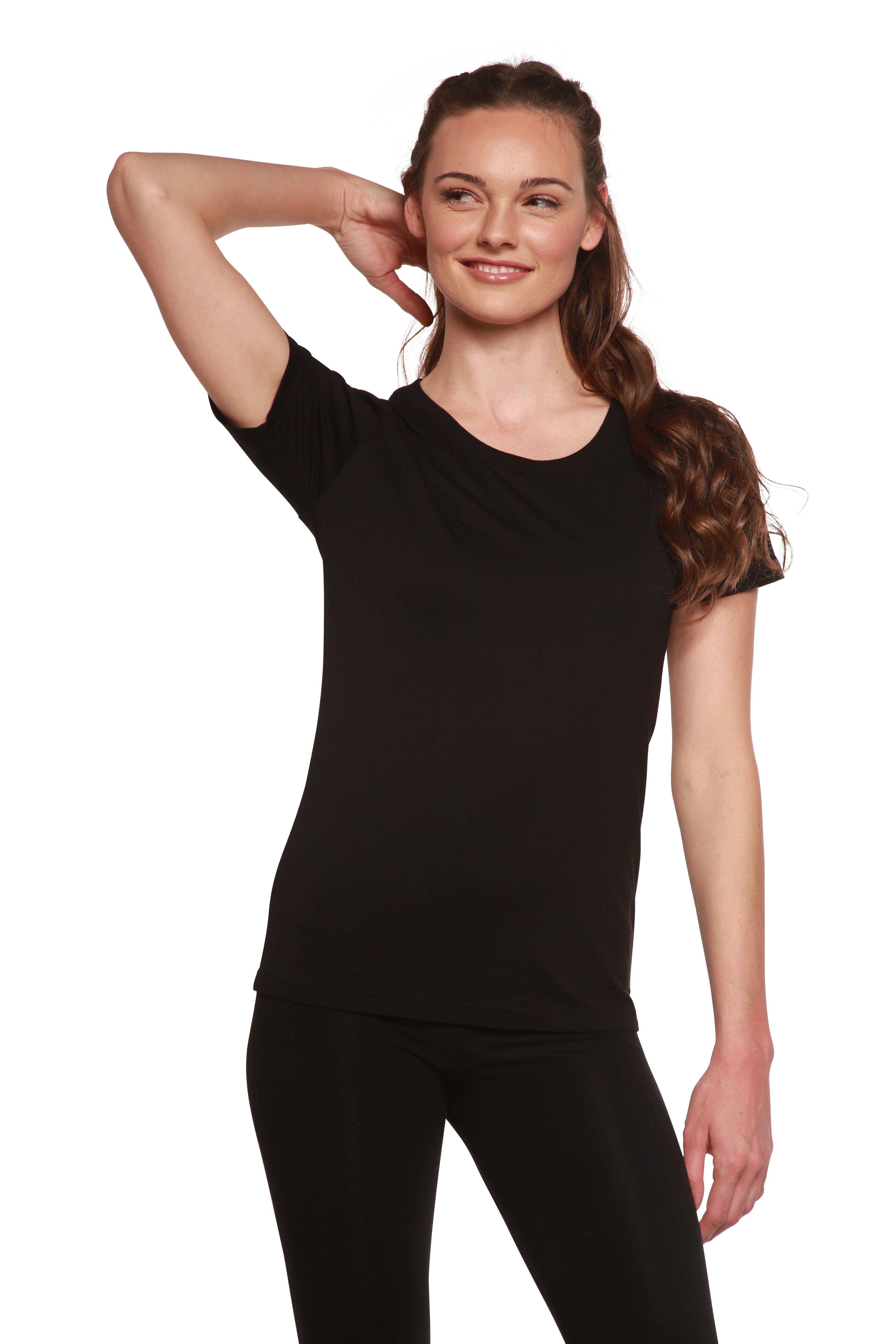 Camiseta gráfica de manga corta y cuello redondo de bambú/algodón para mujer, con estampado personalizado