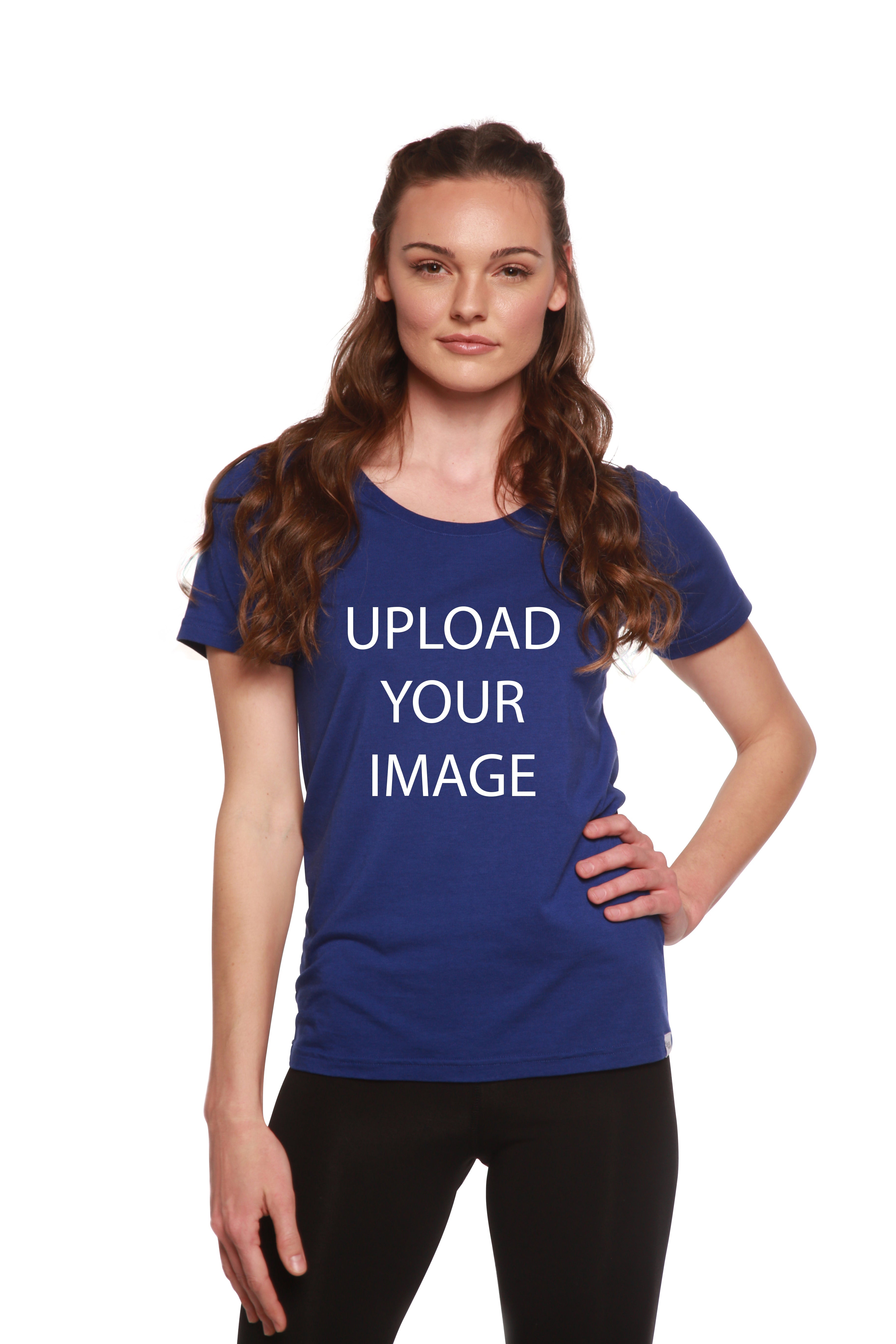 Camiseta gráfica de manga corta y cuello redondo de bambú/algodón para mujer, con estampado personalizado