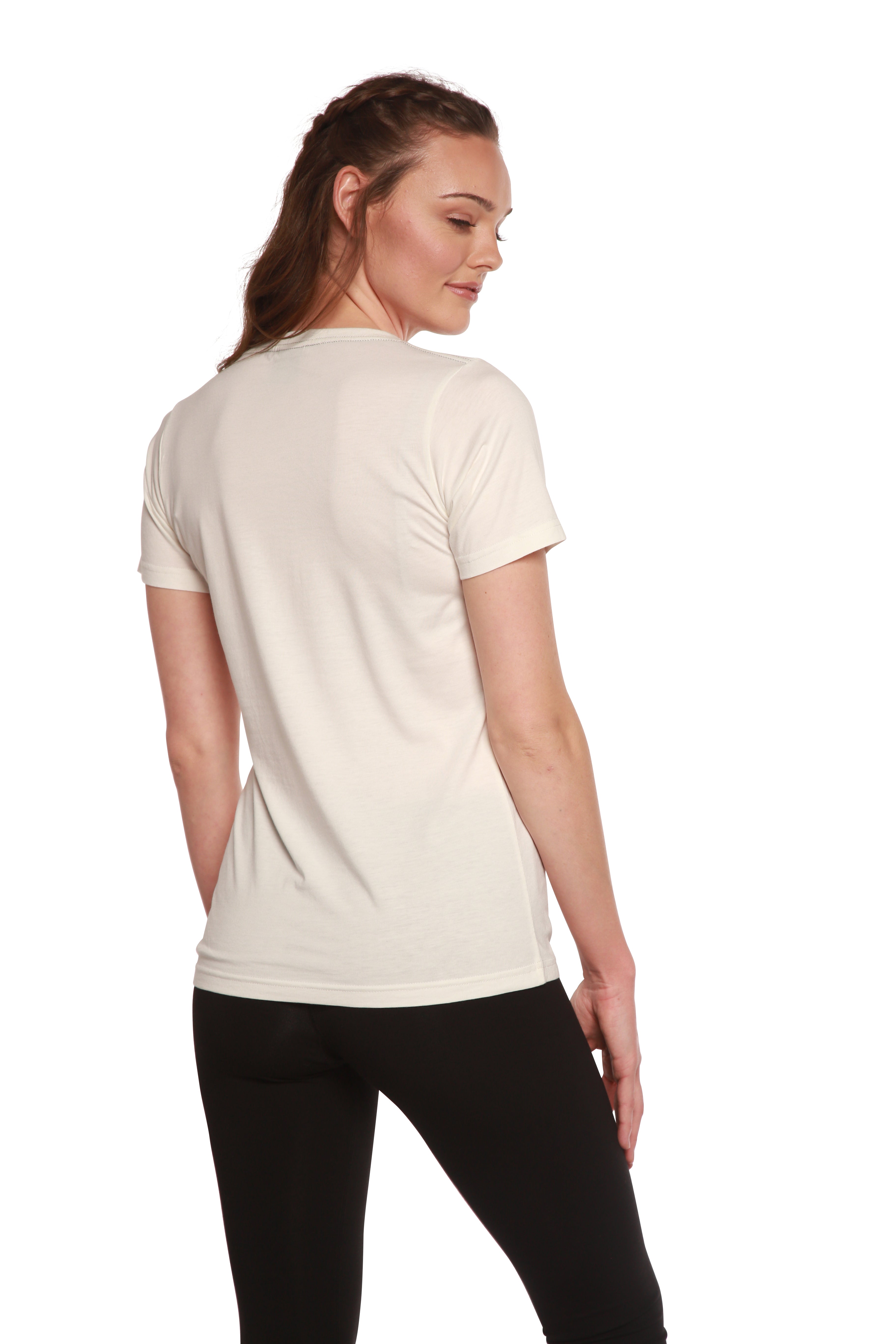 Camiseta gráfica de manga corta y cuello redondo de bambú/algodón para mujer, con estampado personalizado