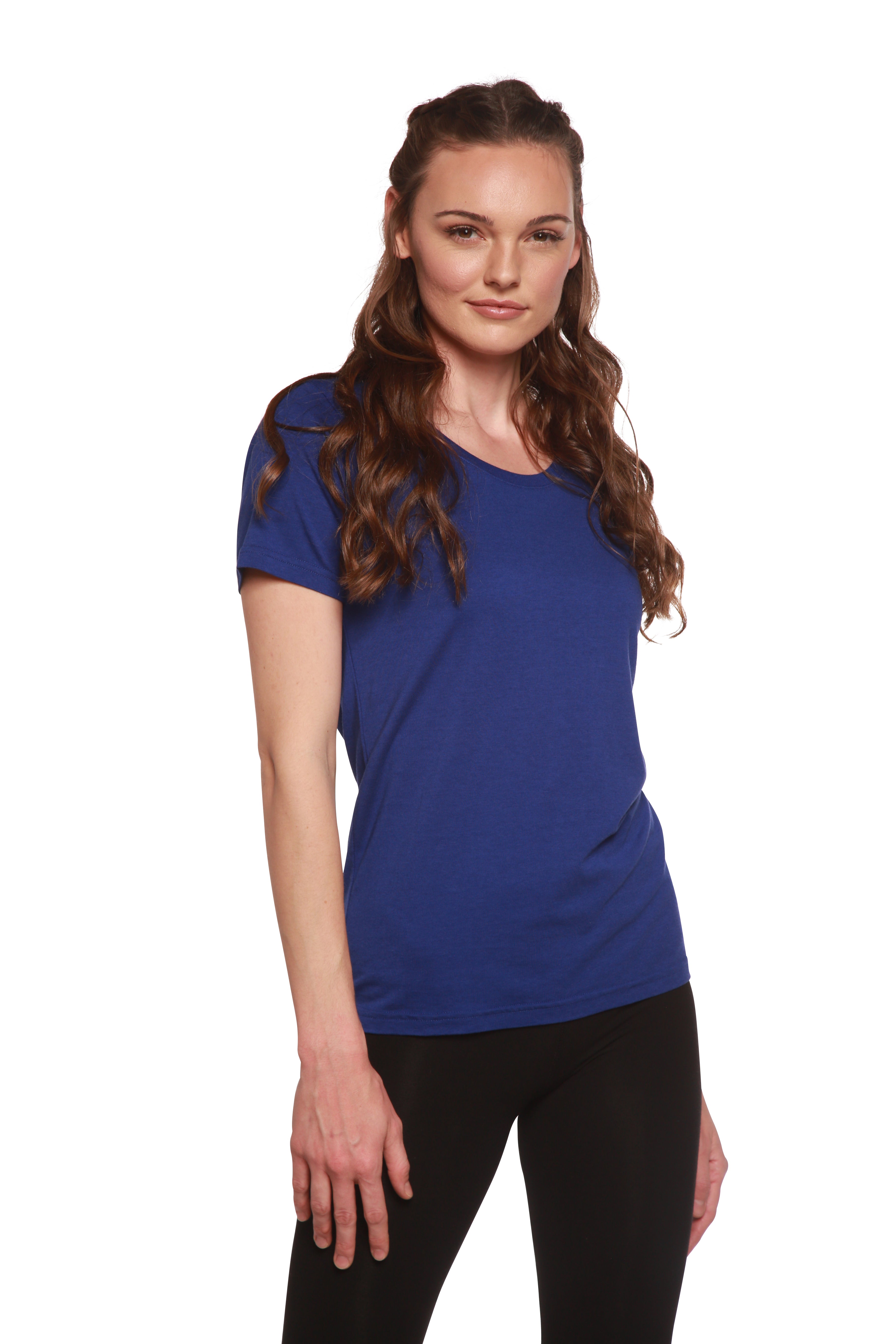 Camiseta gráfica de manga corta y cuello redondo de bambú/algodón para mujer, con estampado personalizado