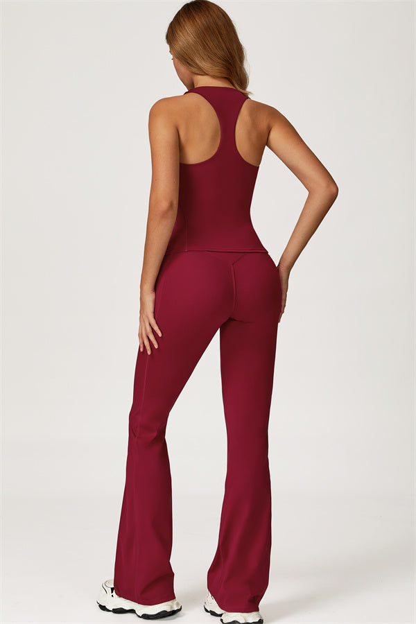 Conjunto de 2 piezas de top corto Glacier y leggings con pernera acampanada