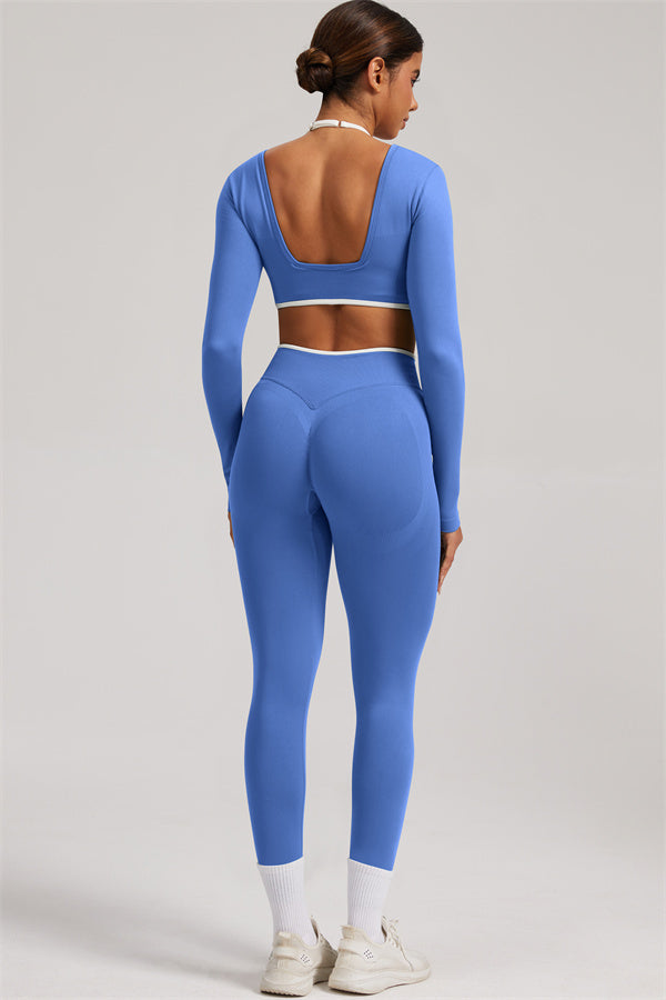 Conjunto de 2 piezas Elevate New: Top corto de manga larga y leggings