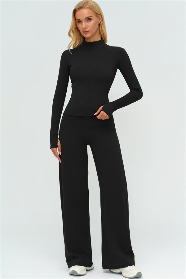 Conjunto de dos piezas de chaqueta Twirl con cremallera y pantalón de pierna recta
