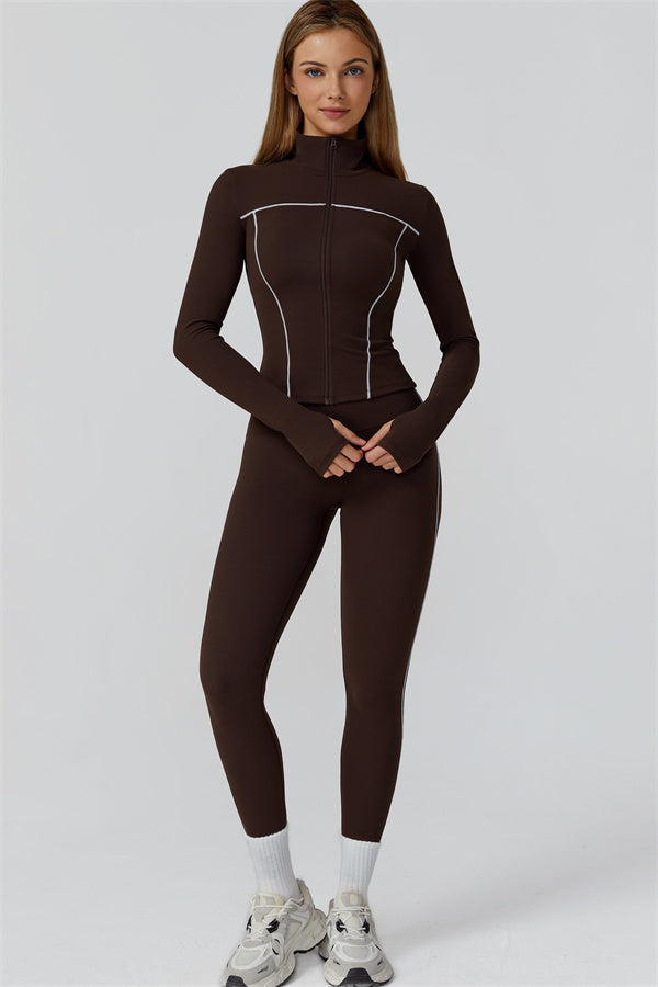 El conjunto de 3 piezas de leggings y sujetador deportivo con cremallera Venus