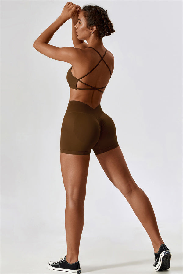 Conjunto de 2 piezas de sujetador deportivo y shorts Nova Luxe
