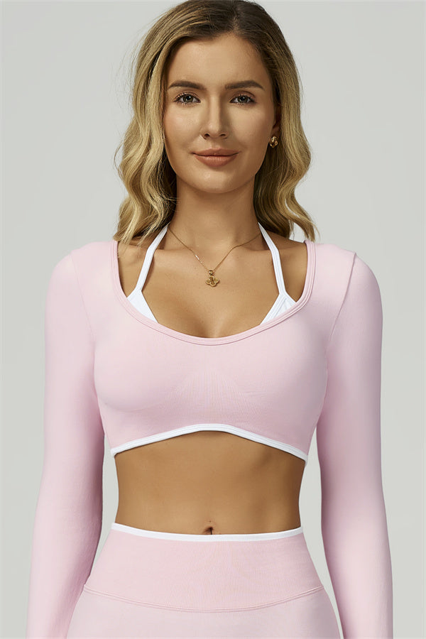 El conjunto de 2 piezas de crop top de manga larga y leggings Prime Line