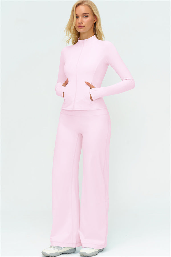 Conjunto de dos piezas de chaqueta Twirl con cremallera y pantalón de pierna recta