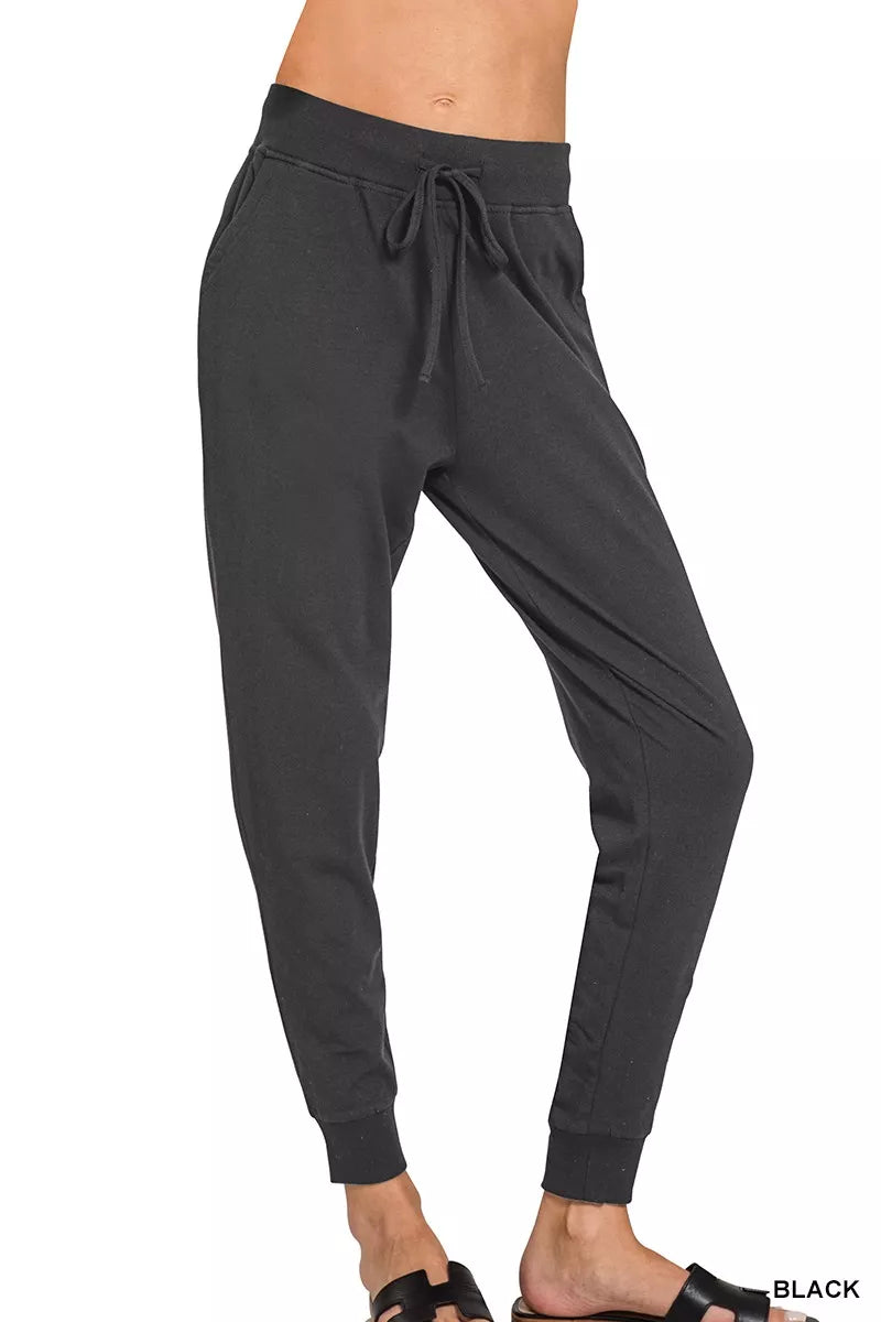 Drawstring Cotton Joggers with Pockets