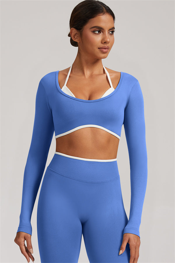 Conjunto de 2 piezas Elevate New: Top corto de manga larga y leggings