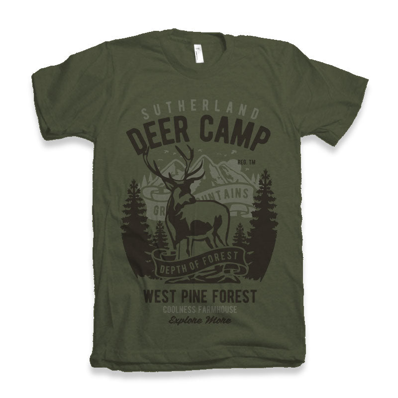 Camiseta gráfica de manga corta Deer Camp de viscosa de bambú/algodón orgánico para hombre