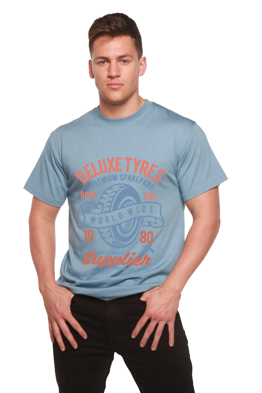 Camiseta gráfica de manga corta de viscosa de bambú/algodón orgánico Deluxe Tyres para hombre