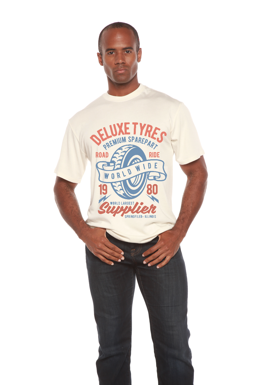 Camiseta gráfica de manga corta de viscosa de bambú/algodón orgánico Deluxe Tyres para hombre