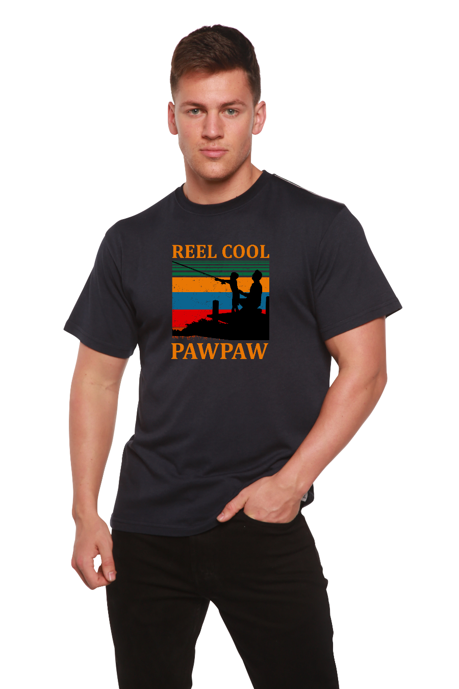 Camiseta estampada de manga corta de viscosa de bambú/algodón orgánico Real Cool Pawpaw para hombre