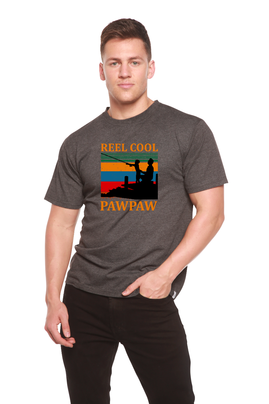 Camiseta estampada de manga corta de viscosa de bambú/algodón orgánico Real Cool Pawpaw para hombre