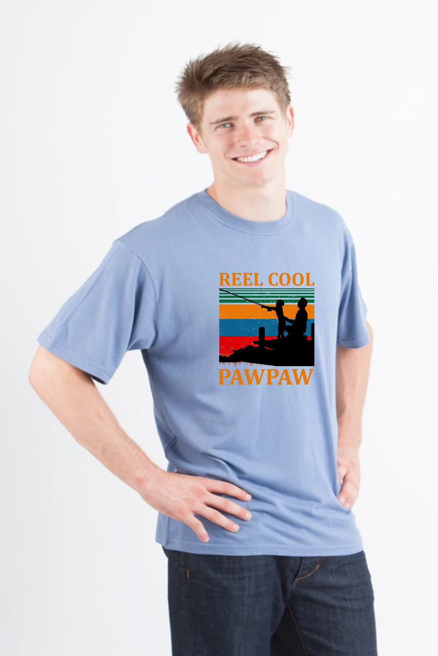 Camiseta estampada de manga corta de viscosa de bambú/algodón orgánico Real Cool Pawpaw para hombre