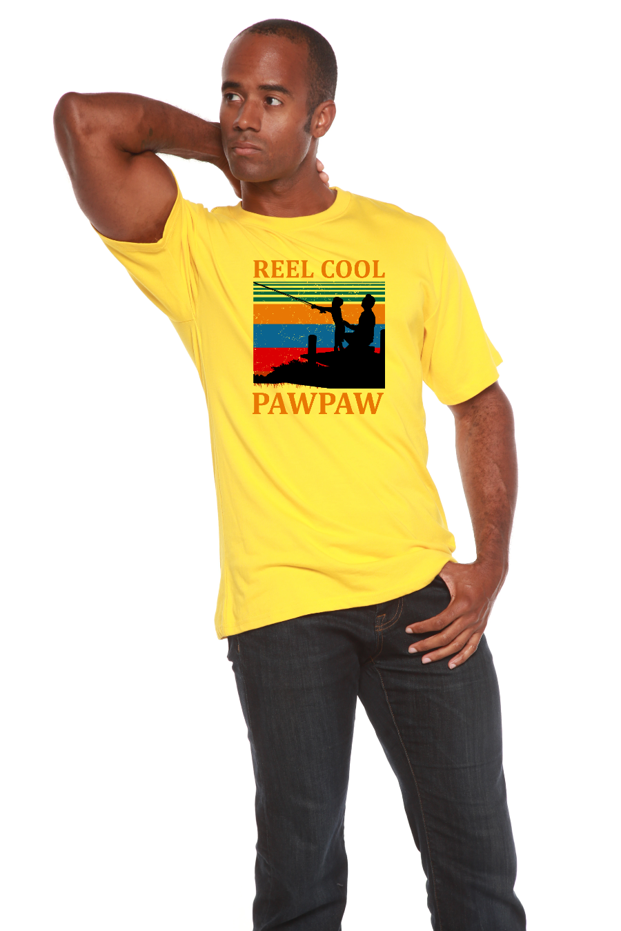 Camiseta estampada de manga corta de viscosa de bambú/algodón orgánico Real Cool Pawpaw para hombre