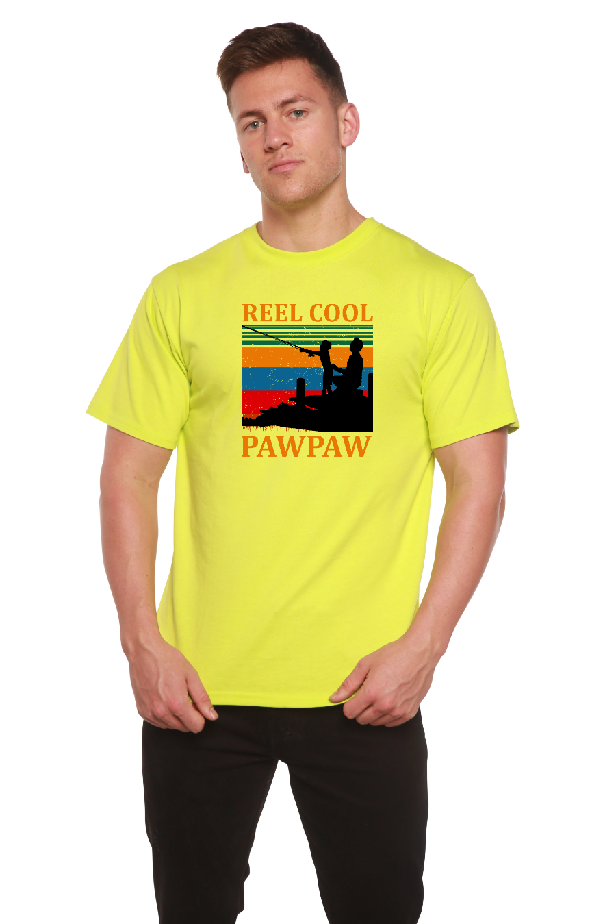 Camiseta estampada de manga corta de viscosa de bambú/algodón orgánico Real Cool Pawpaw para hombre