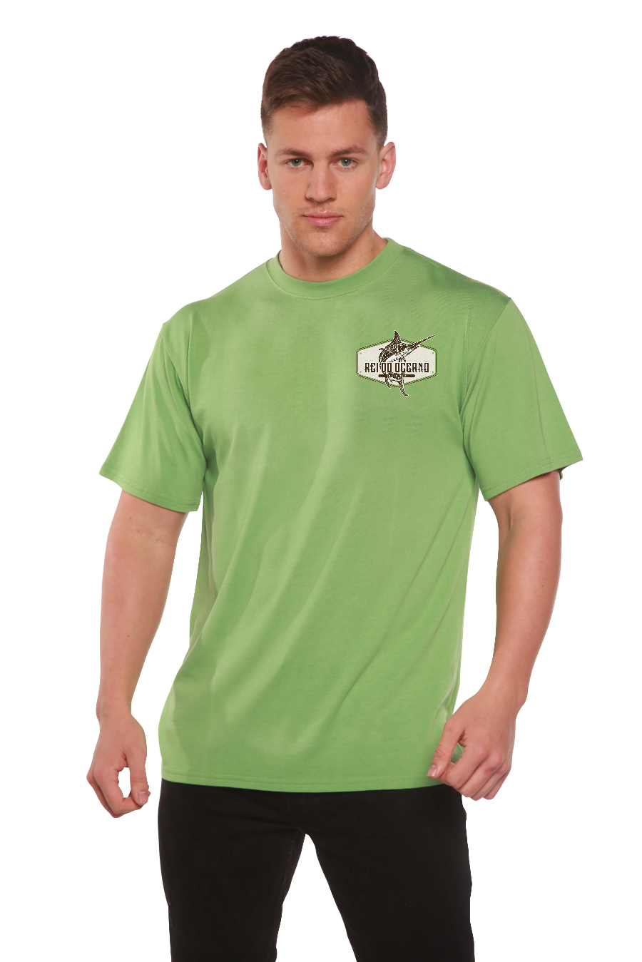 Camiseta gráfica de manga corta de bambú para hombre Rei do Oceano