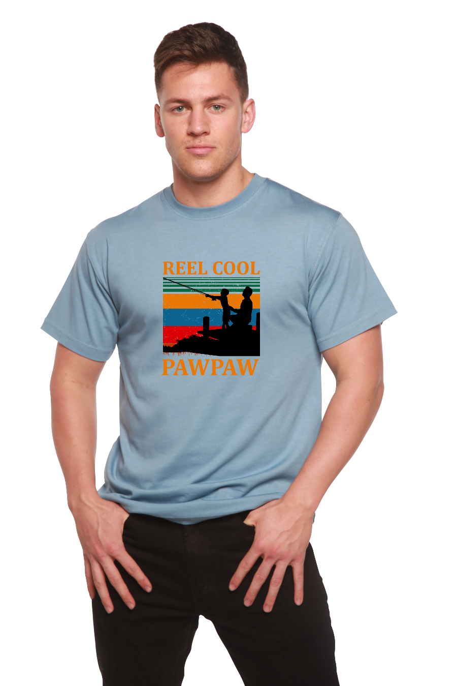 Camiseta estampada de manga corta de viscosa de bambú/algodón orgánico Real Cool Pawpaw para hombre