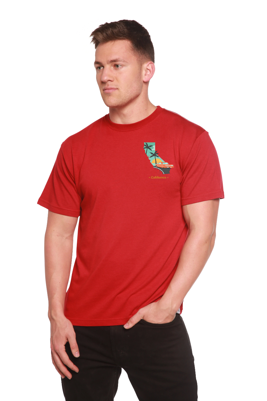 Camiseta gráfica de manga corta de bambú para hombre de California