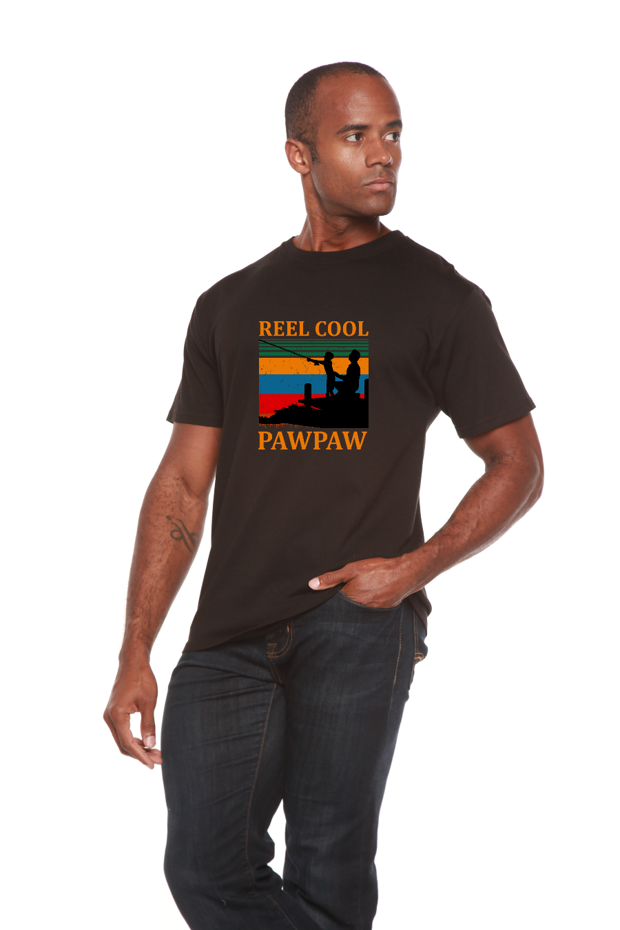Camiseta estampada de manga corta de viscosa de bambú/algodón orgánico Real Cool Pawpaw para hombre