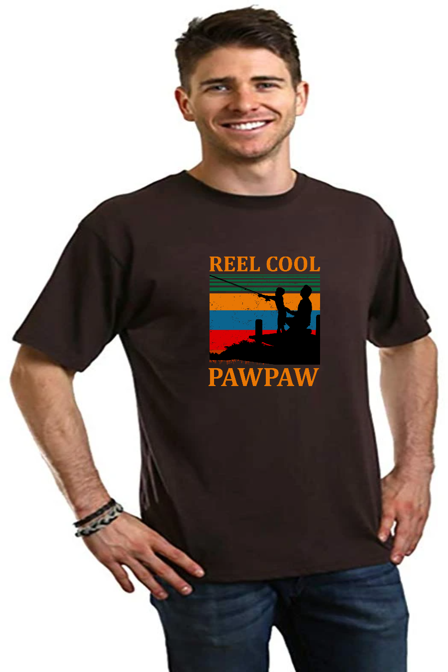 Camiseta estampada de manga corta de viscosa de bambú/algodón orgánico Real Cool Pawpaw para hombre