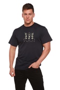 Camiseta de Manga Corta Estampada de Viscosa de Bambú/Algodón Orgánico "Dancing Skeletons"