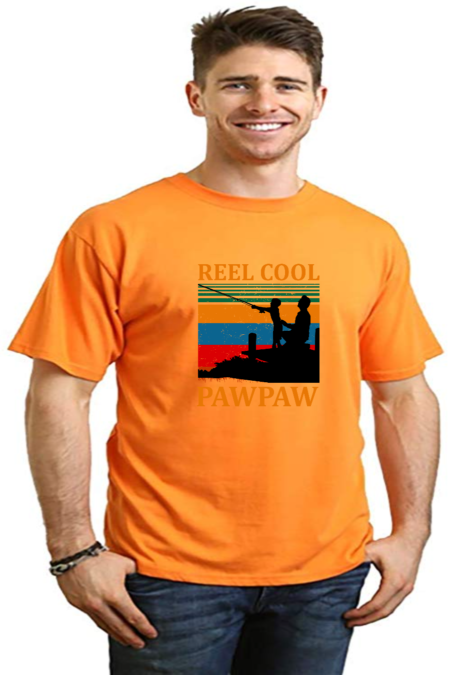 Camiseta estampada de manga corta de viscosa de bambú/algodón orgánico Real Cool Pawpaw para hombre