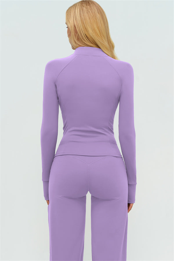 El conjunto de 3 piezas de chaqueta Twirl con cremallera, top halter y pantalones rectos nuevos