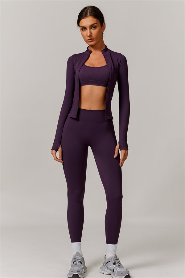 Conjunto de 3 piezas Nova Luxe: chaqueta, sujetador deportivo y leggings