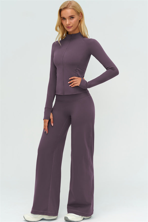 Conjunto de dos piezas de chaqueta Twirl con cremallera y pantalón de pierna recta